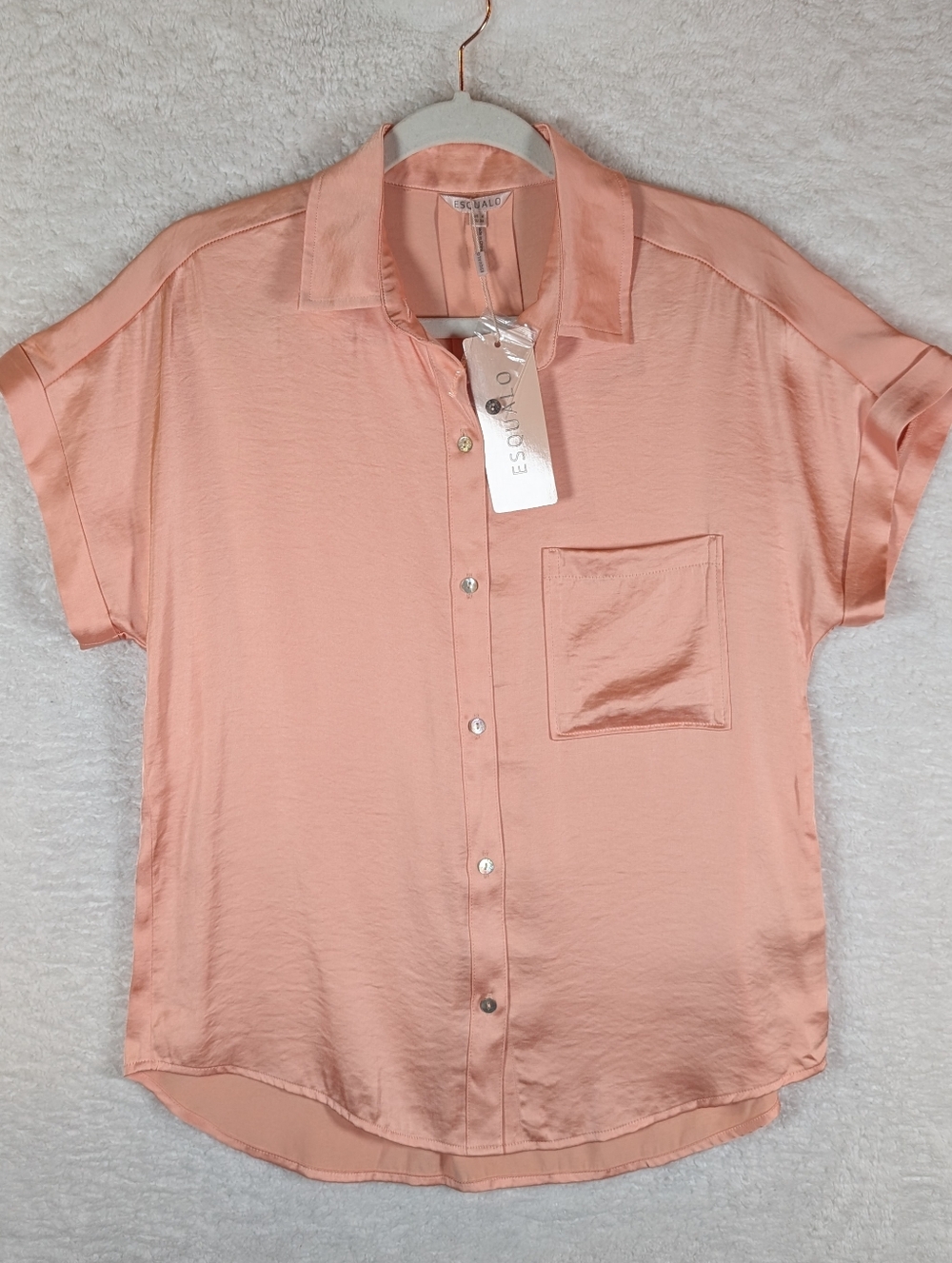 525-ESQUALO Peach Short Sleeve Button-Front Shirt